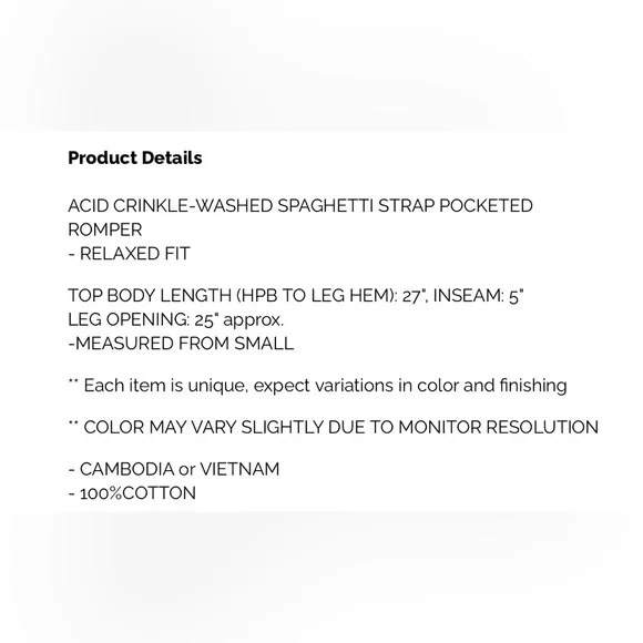 Zenana NWT acid wash Sleeveless pocket Romper LARGE - Picture 2 of 2